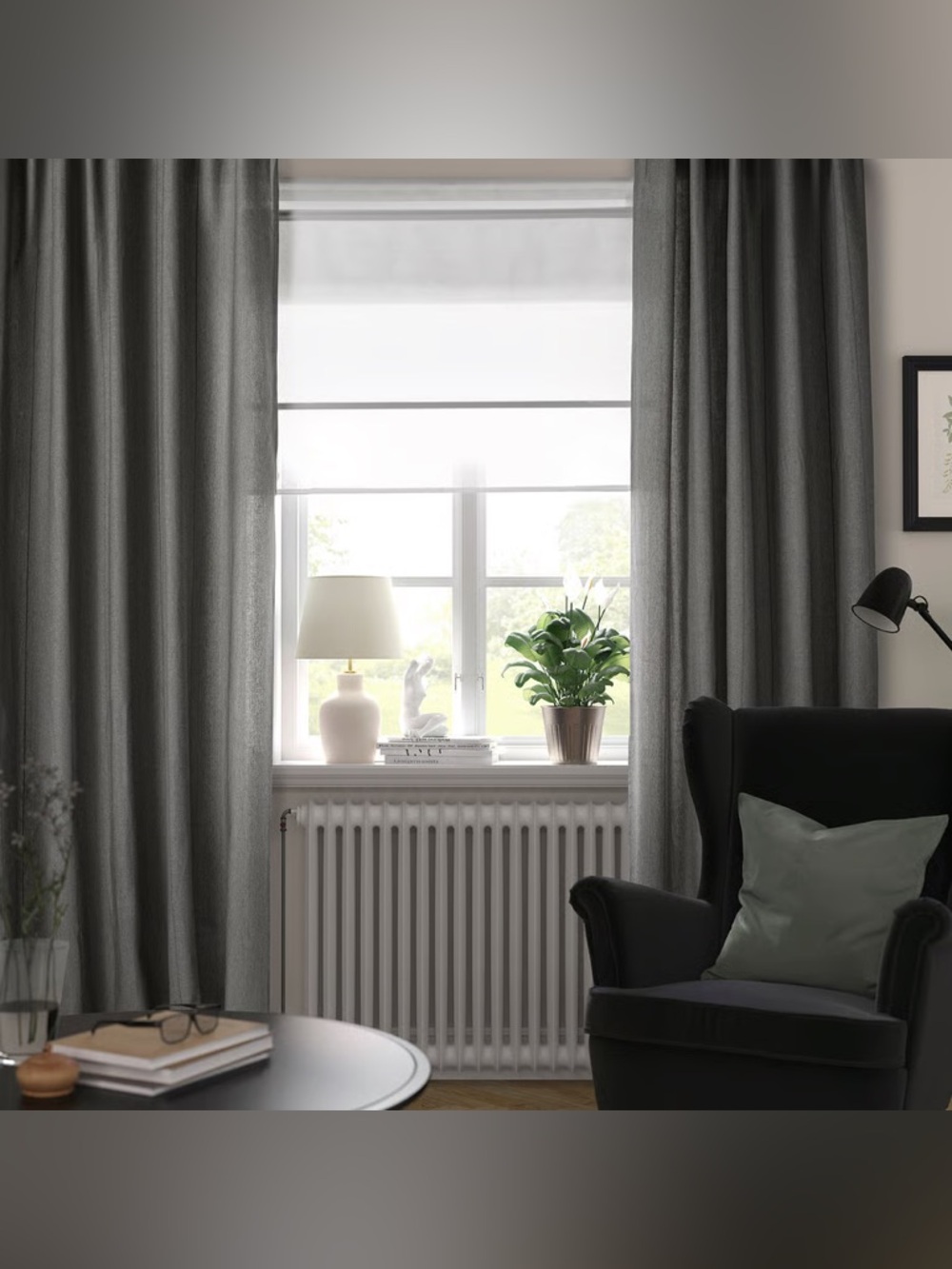 IKEA LENDA 55 x 98 Set of 2 Panels Gray 100% Cotton